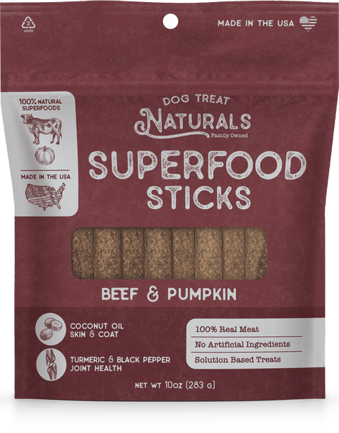 Beef & Pumpkin Superfood Sticks, 10oz – Dog Treat Naturals