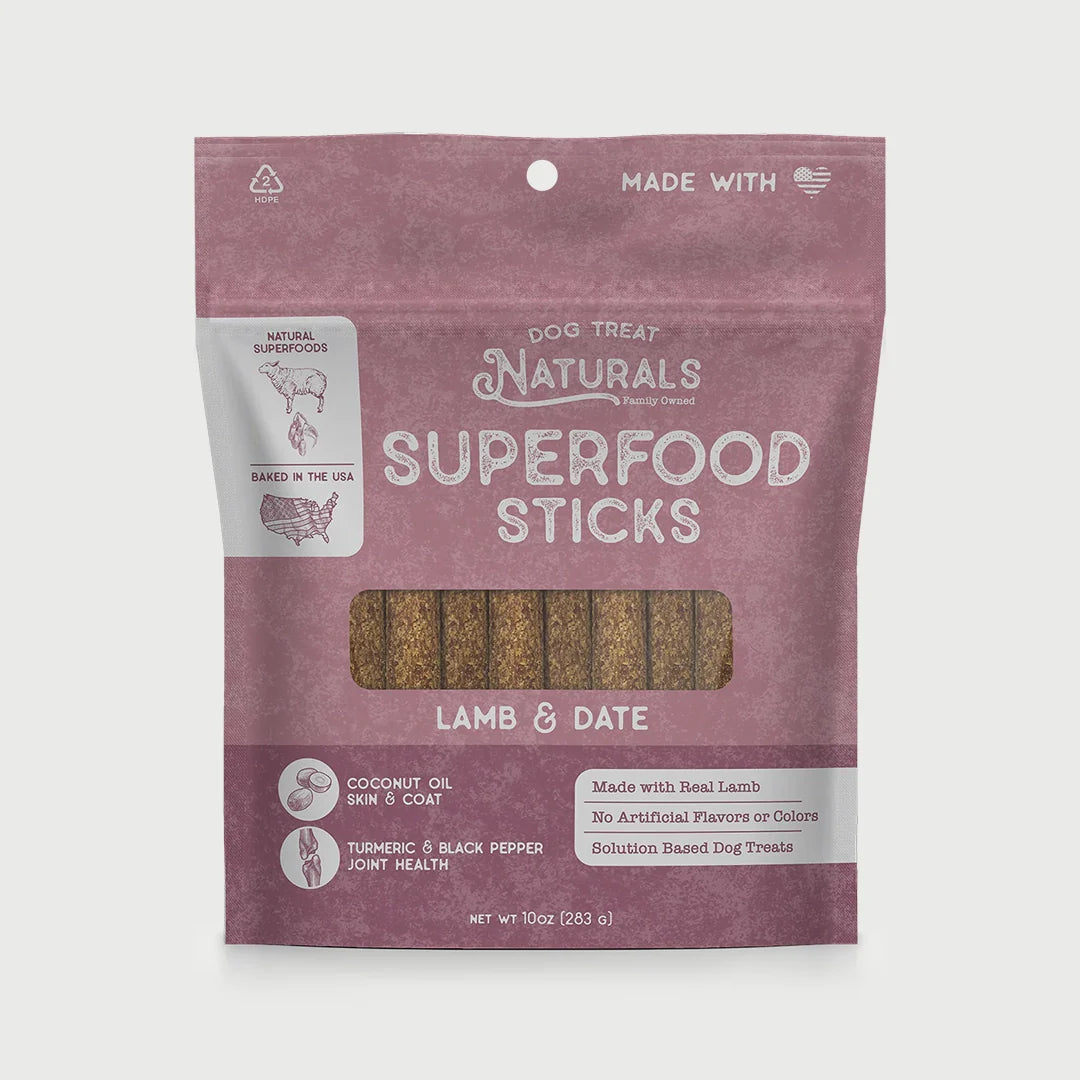Lamb & Date Superfood Sticks 10oz bag front