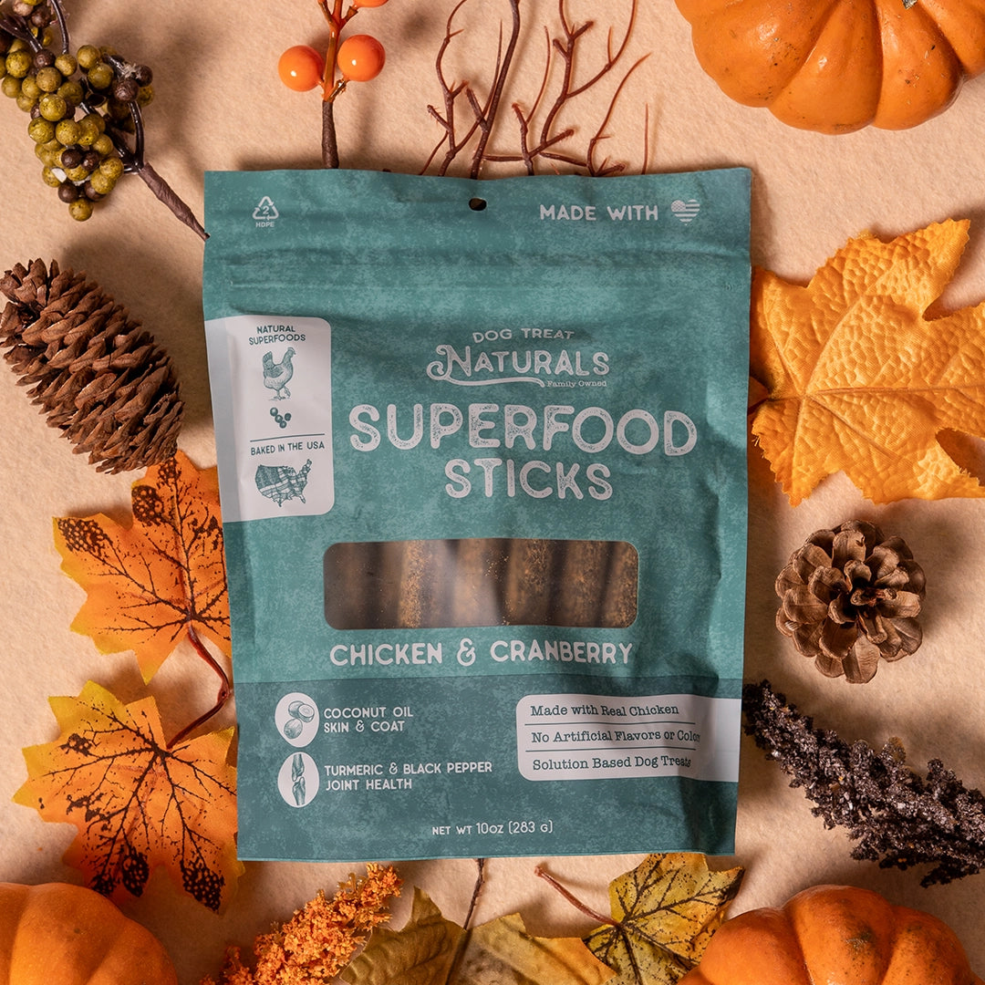 Chicken & Cranberry Superfood Sticks bag