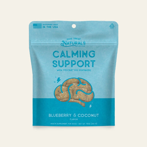 Front of the Calming Support Postbiotic Dog Chews bag from Dog Treat Naturals