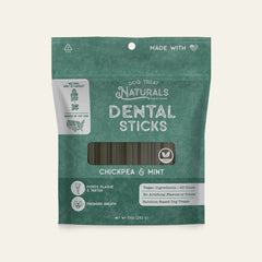 Front of the Chickpea & Mint Dental Sticks bag from Dog Treat Naturals