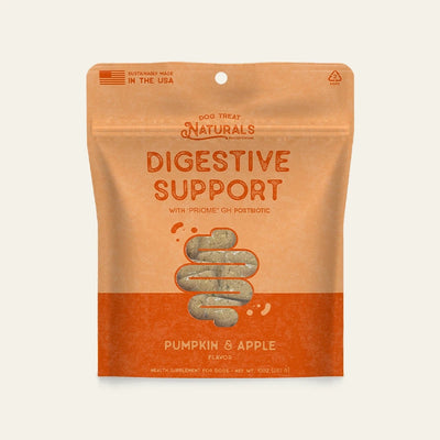 Front of the Digestive Support Postbiotic Dog Chews bag from Dog Treat Naturals