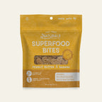 Front of the Peanut Butter & Banana Superfood Bites bag from Dog Treat Naturals