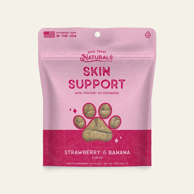 Front of the Skin Support Postbiotic Dog Chews bag from Dog Treat Naturals
