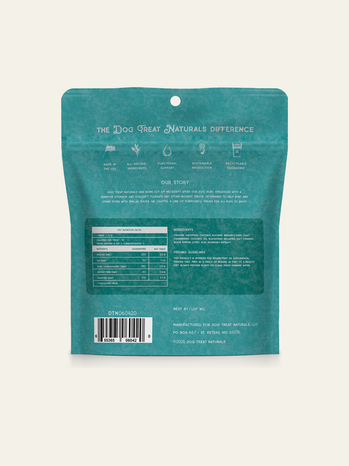 Back of the Chicken & Cranberry Superfood Sticks bag showing feeding guidelines