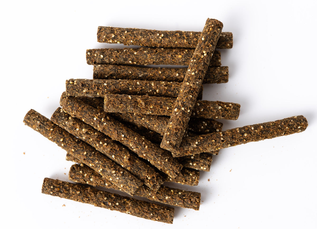Close-up of Sweet Potato & Quinoa Superfood Sticks showing the real texture